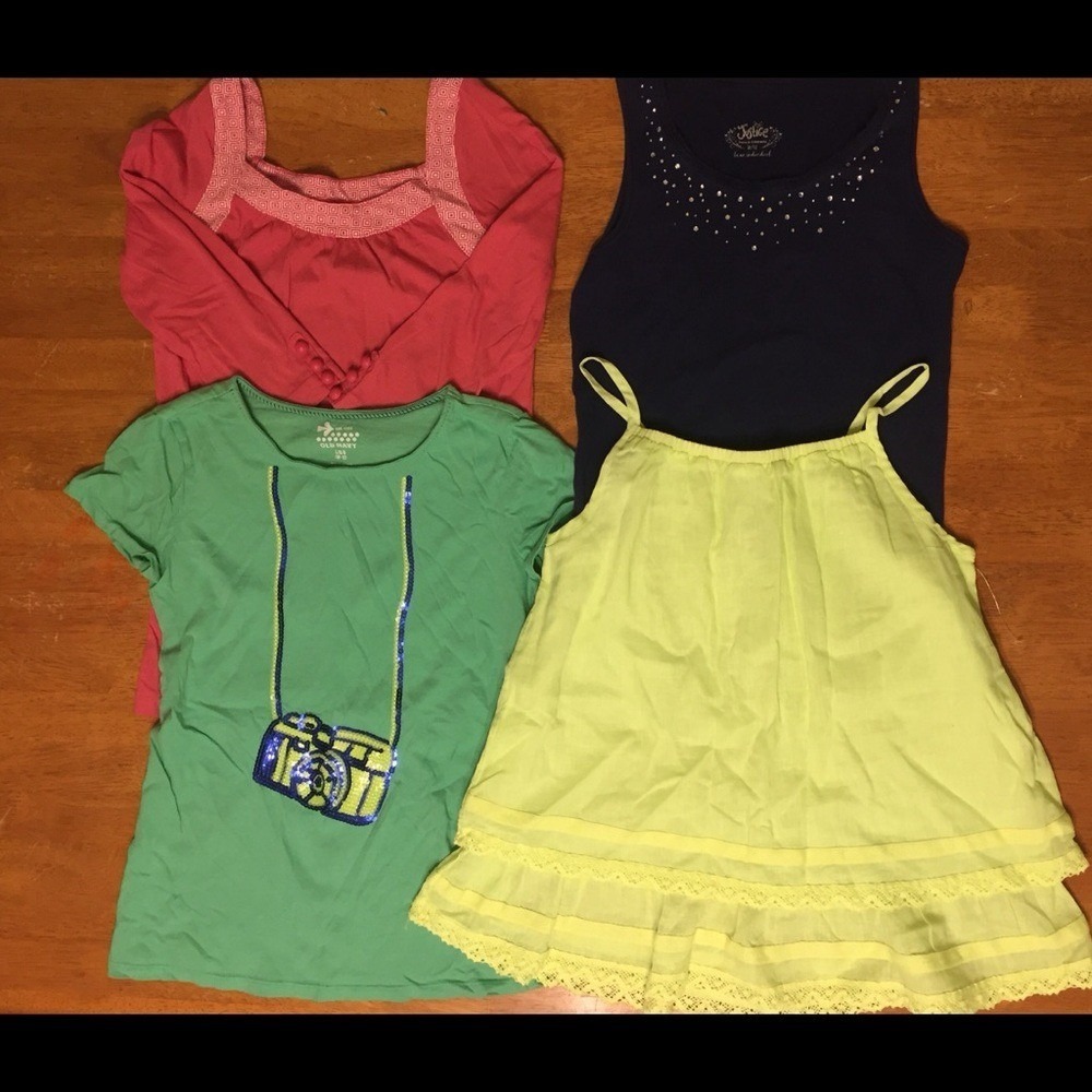 Vintage Y2K Girls Size 10/12 (Lg) 4 Tops lot Old Navy Justice